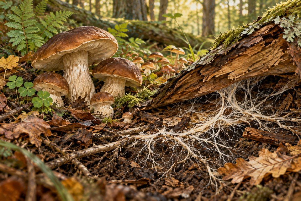 Artistic botanical illustration accompanying 6 Proven Steps to Master Magic Mushroom Grow Kits