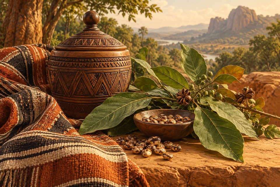 Artistic botanical illustration accompanying Snuff Traditions in Africa: Tribal Knowledge and Rituals