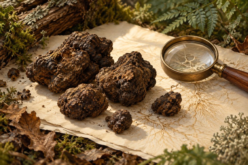 Artistic botanical illustration accompanying Magic Truffles: What They Are and How to Use Them Safely