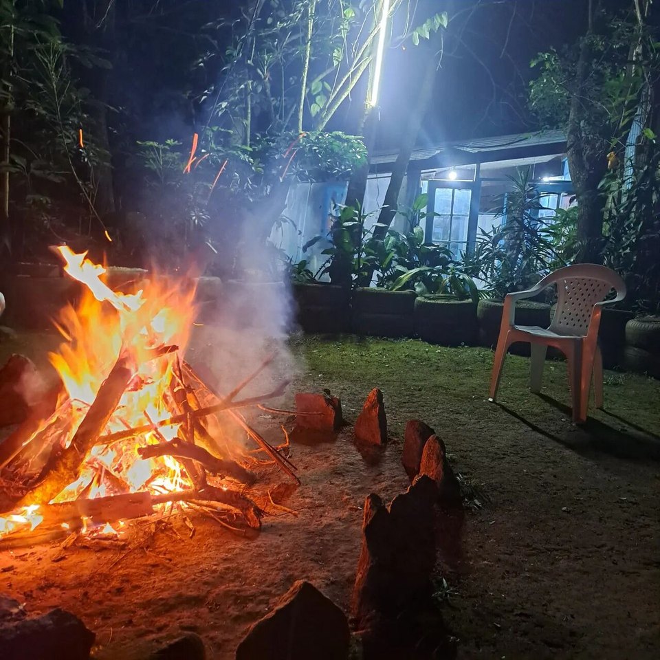 Ceremonial fire during an ayahuasca ceremony at Caminho das Pedras